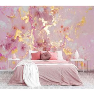 Pink Marble Wallpaper Mural Abstract Gold Gilt Large Art Wall Mural for Bedroom Livingroom(Not Self-Adhesive) (127" x 96")