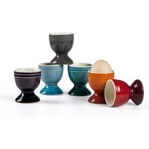 UNICASA Ceramic Egg Cups, Porcelain Colorful Egg Cup Set of 6, Stand Holder for Soft Boiled Eggs, Microwave & Dishwasher Safe (Set A)