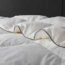 Lightweight Queen Down Comforter for Hot Sleepers & Summer - Noiseless Luxury Duvet Insert with 8 Corner Loops & Black Trim, White 90"x90"