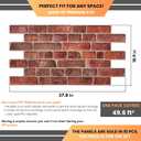 3D Faux Brick Wall Panels 37.8 x 18.9 - 10 Sheets, Covers 4.6 sqm / 49.6 sq ft - Decorative Artificial PVC Wall Panels for Cladding - Kitchen, Living Room, Bedroom, Office - Deep Red Brick