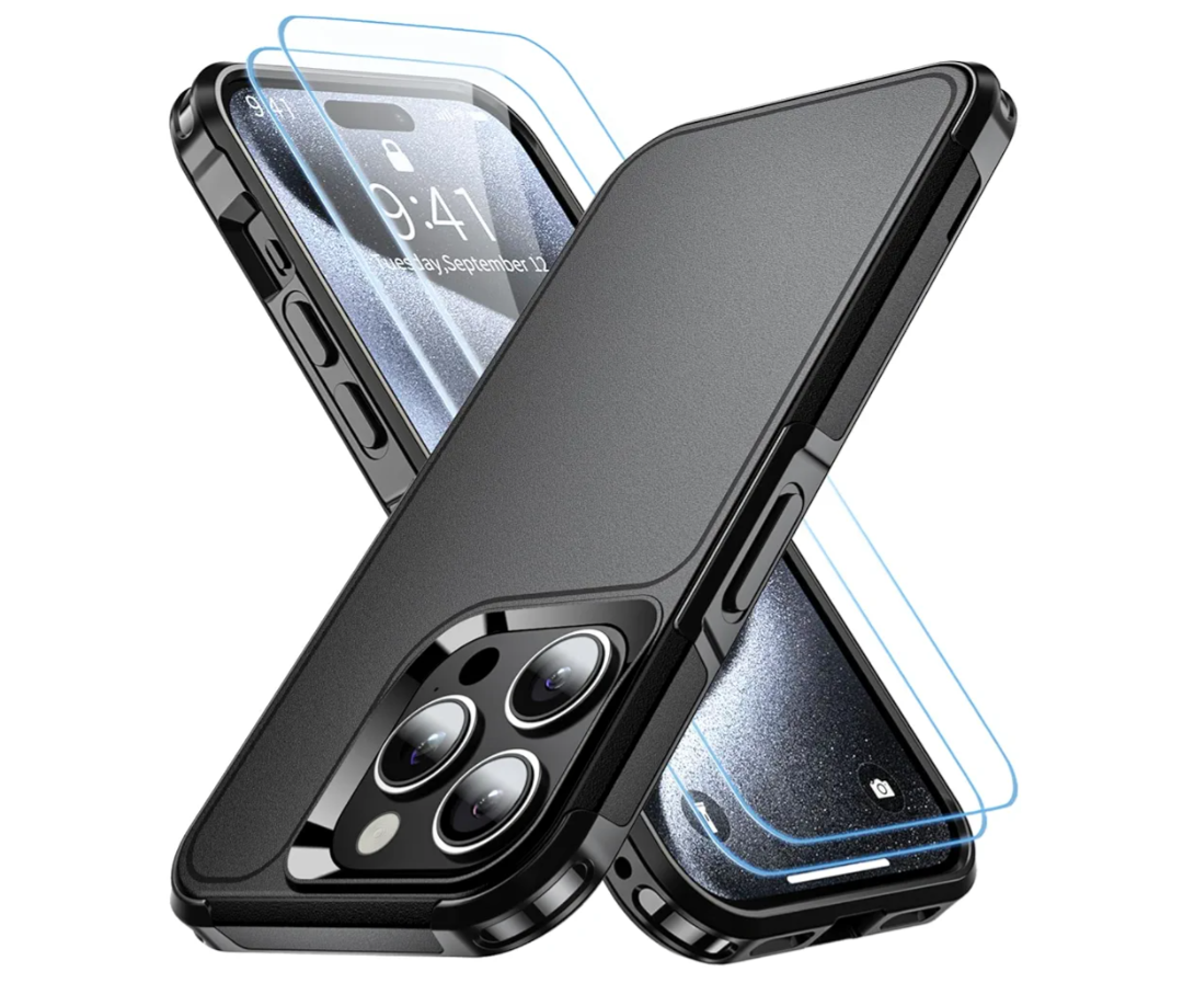 Pack Of 5 AEDILYS for iPhone 15 Pro Case,[18 FT Military Grade Drop Protection],with 2X[9H Screen Protector ] Slim & Tough Full-Body Protective Official Certification Phone case (Black, iPhone 15 Pro)