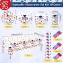 Ceenna 452 Pcs 2026 Red White Blue Floral Graduation Party Decoration for 50, Wildflower Congrats Grad Paper Plates Napkins Cups Tablecloth Cutlery Straw Grad Tableware for Class of 2026 Party Supply