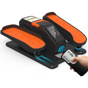 Under Desk Elliptical Machine, Electric Elliptical Exerciser for Senior, Quiet & Portable Seated Pedal Exerciser with Remote Control, Manual & Auto Mode, 12 Adjustable Speeds (Orange Pro)