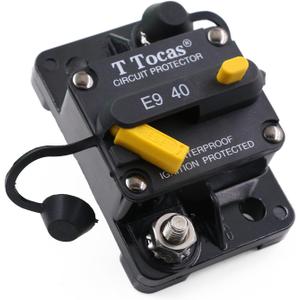 E9 40A Amp Car Circuit Breaker with Manual Reset for Boat Automotive Marine RV Truck Solar System | 12V - 72V DC Overload Protection Switchable Waterproof