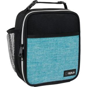 opux Premium Insulated Lunch Box, Soft School Lunch Bag for Kids Boys Girls, Leakproof Small Lunch Pail Men Women Work, Reusable Compact Cooler Tote Lunchbox for Office Adult, Turquoise (Heather Sea Blue)