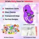 2 x Shoe Charms Valentines Day Cards Gifts for Boys Girl Classroom Exchange, 24 pcs Valentines Cards with 48 Shoe Charms for Kids School Party Favor