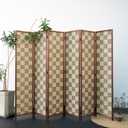 Furnnylane 6 Panel Bamboo Room Divider – 5.6 ft Tall Double-Sided Folding Privacy Screen, Freestanding Wall Partition for Home Office & Bedroom, Gray Brown Woven Texture, Easy Setup (67" H x 94.5" W)