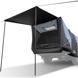 JOYTUTUS Truck Tent with Awning, Truck Bed Tailgate Tent Pickup Camping Tent Canopy (Only Fits Mid-Size Truck with Soft Hard Topper or Camper Shell)
