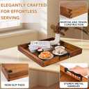 Large Square Ottoman Tray for Living Room and Coffee Table, Decorative Acacia Wood Serving Tray with Metal Handles for Breakfast in Bed, Dinner Food Kitchen TV (Natural, 20" x 20" x 2")