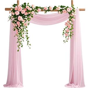 Medium Pink Chiffon Fabric 6.7 Yards - Wedding Arch Draping Fabric 29" x 20ft Medium Pink Sheer Curtains Wedding Decorations for Ceremony Backdrop