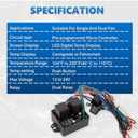 12V/24V Digital Electric Radiator Fan Controller Switch Kit with Adjustable Temperature Range (104-230F), LED Real-Time Display, Thermatic Dual Fan Relay Kit for Automotive Systems (Part #0444)