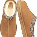 bebealy Genuine Suede Fuzzy Slippers for Women Winter Warm House Shoes Cozy Mini Boots for Indoor Outdoor, Size 40