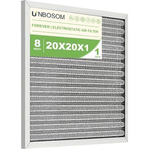 20x20x1 HVAC Furnace Air Filter Reusable& Washable, MERV 8, Electrostatic, Lasts a Lifetime, Breathe Fresher Air in Home and Office (Actual Size: 19.75x19.75x0.82 Inch)