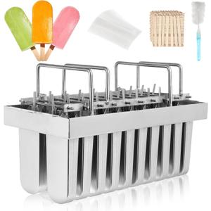 Dyna-Living Commercial Popsicle Molds 20PCS Round Heads without Slot Stainless Steel Popsicle Molds Metal Ice Cream Popsicle Mold with Lid, Single Cup Capacity 108ml