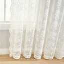 YJ YANJUN Vintage Lace Curtains 96 Inches Long- Victorian Floral Pattern Ivory Sheer Curtain Panels for Living Room, French Country Shabby Chic Light Filtering Drapes, 2 Panels 52W x 96L Cream