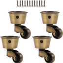 BQLZR Vintage Round Cup Casters for 32mm Dia Legs 360 Degree Swivel Wheels Pack of 4