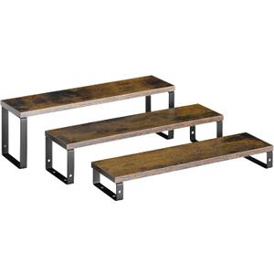 Spice Rack,Wooden Display Riser Stand, 3-Tier Perfume Stand and Cologne Organizer Stand, DIY Spice Rack Organizer, Display Shelf Metal Frame