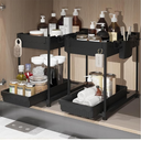 Sevenblue Bathroom Organizers and Storage, Under Sink Organizers and Storage Black, 2 Pack Bathroom Storage Organizer Black