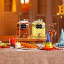 1.6 gallon Glass Beverage Dispenser with Stand, 2PACK Lemonade Dispenser with Spigot Stainless Steel, Drink Dispensers for Parties,Picnic,Weddings(Golden)