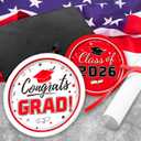 Graduation Party Supplies Kit Serves 50 - Graduation Party Red Class of 2026 Tableware Disposable Dinner Plates Dessert Plates and Napkins for Congrats Grad Party Decorations