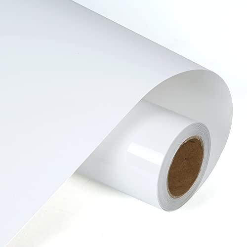 RENLITONG White HTV Iron on Vinyl 12Inch by 10ft Roll Heat Transfer Vinyl for T-Shirt HTV Rolls for All Cutter Machine - Easy to Cut & Weed for Heat Transfer Design