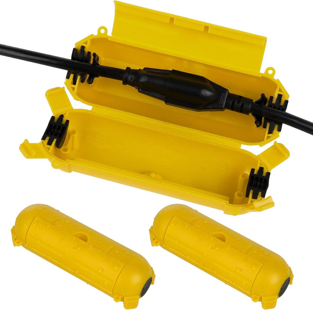 Flemoon [3 Pack] Outdoor Extension Cord Safety Cover with Waterproof Seal, Weatherproof Electrical Connection Box for Outdoor Outlet, Plug, Socket, Christmas Holiday Decoration Light, Yelllow (Yellow)