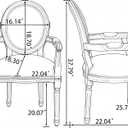 Set of 2 French Vintage Upholstered Dining Armchairs,Beige Fabric Dining Chairs with Rattan Mesh Round Back, Rubberwood Frame, Weathered Finish, Farmhouse Kitchen Side Chairs with Arms for Dining Room, 21.66