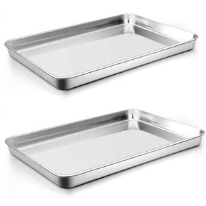 P&P CHEF 16 Inch Baking Cookie Sheet, Oven Pan Tray Stainless Steel Sheet Pan for Kitchen, Oven Bakeware for Multi Uses, Shiny Look & Dishwasher Safe, Healthy & Heavy Duty, 2Pcs