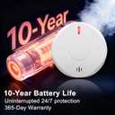 Smoke Detector Carbon Monoxide Detector Combo 10 Year Battery 2 in 1 Smoke Detector, LED Warning Light Indicators, White, 4 Pack