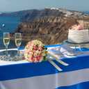 Oudain Greek Party Decorations Greek Tablecloth Satin Greece Flag Tablecloth Rectangular Table Cover for Kitchen Dining Decor Party Family Gatherings Outdoor Events (59 x 83 Inch)