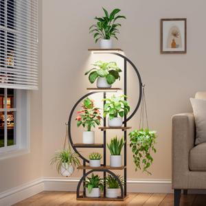 Plant Stand Indoor with Grow Lights - 6 Tiered Indoor Plant Shelf, 47.2" Metal Corner Plant Stands for Indoor Plants, Dual-arc Shape Plant Rack Display for Indoor Plants Multiple, Flower Holder for Living Room Patio Balcony Décorack