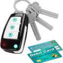 Car Key Playset, Remote Car Key Toy with Light and Sounds, Pretend Play Keys with Cards for Boys and Girls, Travel Toys for Toddlers, Babies (Black)