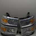 Front Headlight Assembly for 2014-2015 Chevy Silverado Pickup - Replacement Headlamp, Front Bumper Lights (Chrome-Amber)