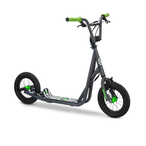 Mongoose Expo Kick Scooter, BMX-Style Handlebar & Brake Cable Rotor, Wide Foot Deck for Kids Youth Boys Girls Ages 6 and Up, Rear Axle Pegs, 12-Inch Air Tires, and Max. Weight of 175 lbs