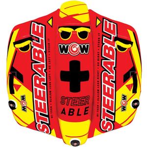 WOW Sports Take Control of the Ride 1 or 2 Person Inflatable Steerable Tube For Boating, 19-1090, One