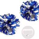 PUZINE 4pack 13" Cheerleading Metallic Foil & Plastic Ring Pom Poms Cheerleading Poms 100g