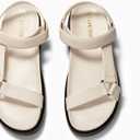 Coutgo Womens Platform Sandals Comfortable Arch Support Footbed Adjustable Ankle Strap Summer Beach Flat Sandals (Beige)