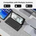 CACOE Wireless Keyboard with Stand, Mini Keyboard for Cell Phone, Ultra-Slim Portable, Foldable, Dual-Channel QWERTY with Stand Holder for Smartphone and More iOS Android Windows, Black