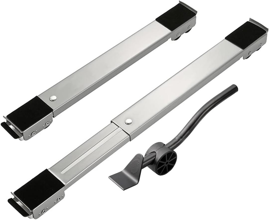 Washing Machine Roller Mover, Extendable Metal Holder Bracket with 24 Wheels, Load 150 KG, Home Appliance Dryer Refrigerator Roller Mover with Foot Brake, 3 Color (Color : Silver)