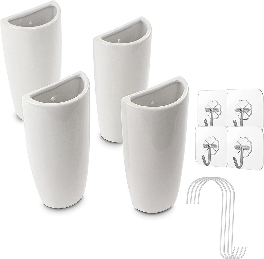 4 Pieces White Ceramic Radiator Hanging Humidifier SetControls Dry Air Moisture Humidity with Free Hanging S HooksEco Friendly No Electricity Required, Easy to Clean (Ceramic White)
