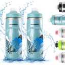 ROCKBROS Bike Water Bottle 21oz Bicycle Water Bottle for 5hrs Insulation Sports Squeeze Water Bottle with Leakproof Design, 2 Pack