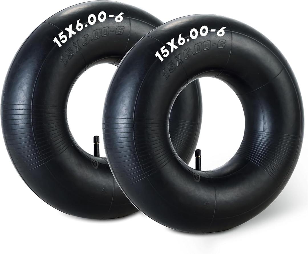 2 Pack 15x6.00-6 Inner Tube | Durable Replacement Tire Tubes with TR-13 Valve Stem for Lawn Mowers, Go Karts, ATVs, Yard Tractors, Wheelbarrows, Golf Carts