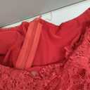 OYOANGLE Women's Floral Lace Slit Back Fishtail Long Dress Square Neck Cocktail Bodycon Dresses (Red, L)