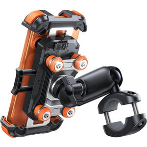 JOYROOM Motorcycle Phone Mount Holder - [Dual Vibration Dampener] 150mph Anti-Shock Phone Holder for Motorcycle [Metal Adjustment Arm] Bicycle Bike Phone Holder Mount for 4.7-7" Cell Phones, Orange