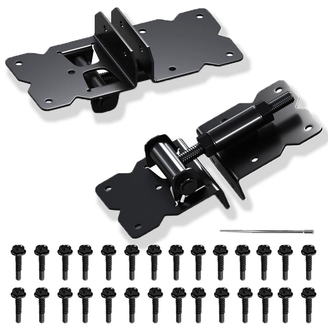 Self-Closing Spring-Loaded Gate Hinges for Vinyl Fences with Adjustable Gap & Tension, Heavy Duty, Rust-Resistant, Pool-Safety Ready