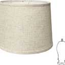 Lamp Shade, Beige Drum Lampshades for Table & Floor Lamps, Natural Linen Hand Crafted Replacement Lamp Shades with Harp Holders, 13" Top x 13" Bottom x 10" High (Beige-1PACK)