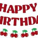 Cherry Happy Birthday Banner Cherry Theme Party Supplies Funny Fruit Decoration