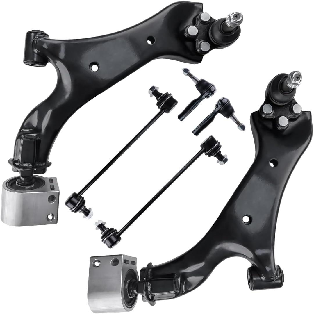 Control Arm, Front Lower Suspension Kit With Ball Joint | Compatible With 2010 - 2017 Chevrolet Equinox, 2010 - 2017 GMC Terrain, Sway Bar Links Tie Rods