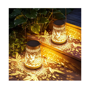 2 Pack Solar Lanterns Outdoor Waterproof Birthday Gifts for Women Mom Grandma, Hollowed-Out Metal Hummingbird Hanging Solar Lantern Lights Outdoor Decor, 2 Modes Lights Decor for Yard, Patio