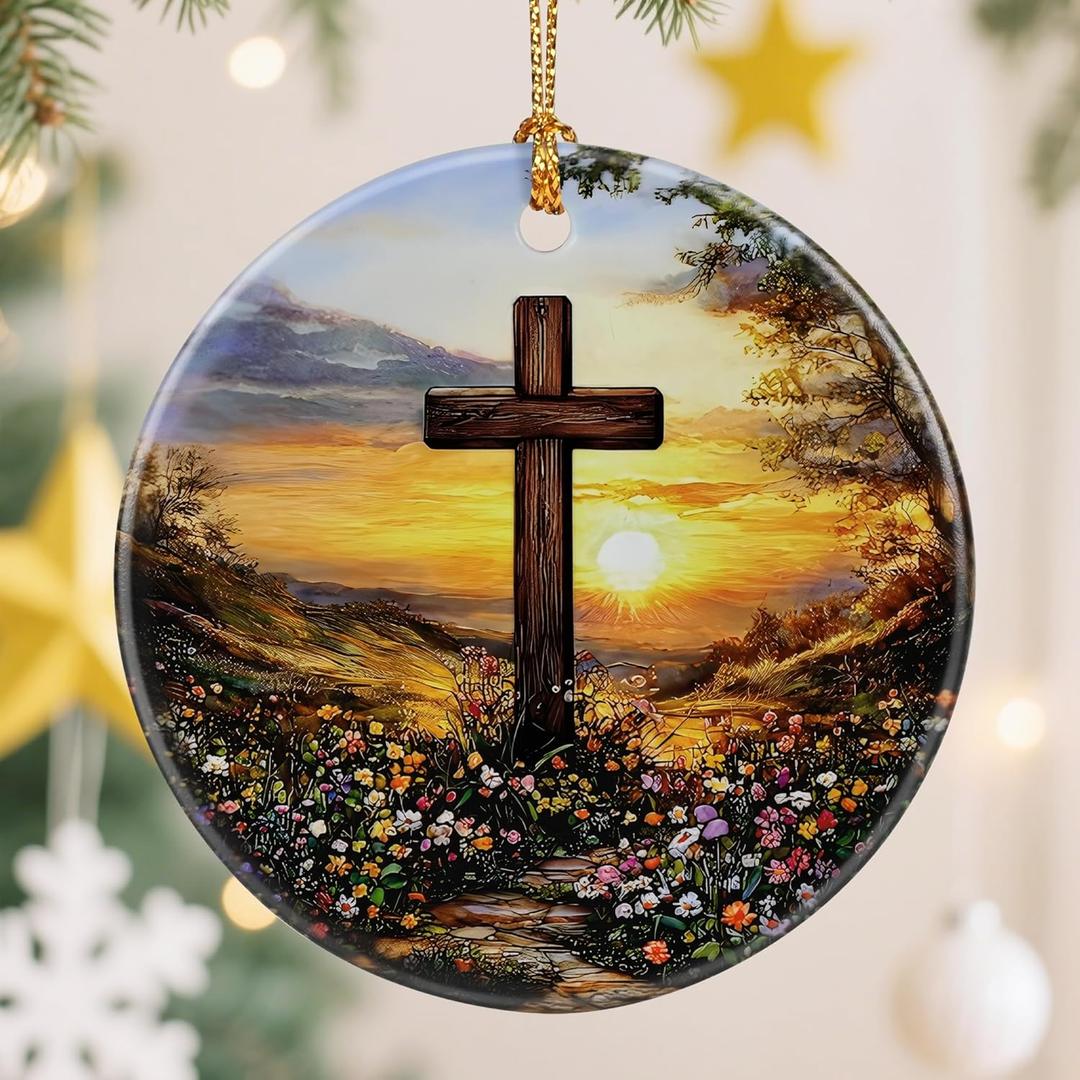Christmas Ornament, Christian Cross Ornaments, Xmas Decor, Christmas Tree Ornaments, Xmas Decorations for Tree, Holiday Ornament, Cross Gift, Christian Gift, Religious Spiritual Gifts